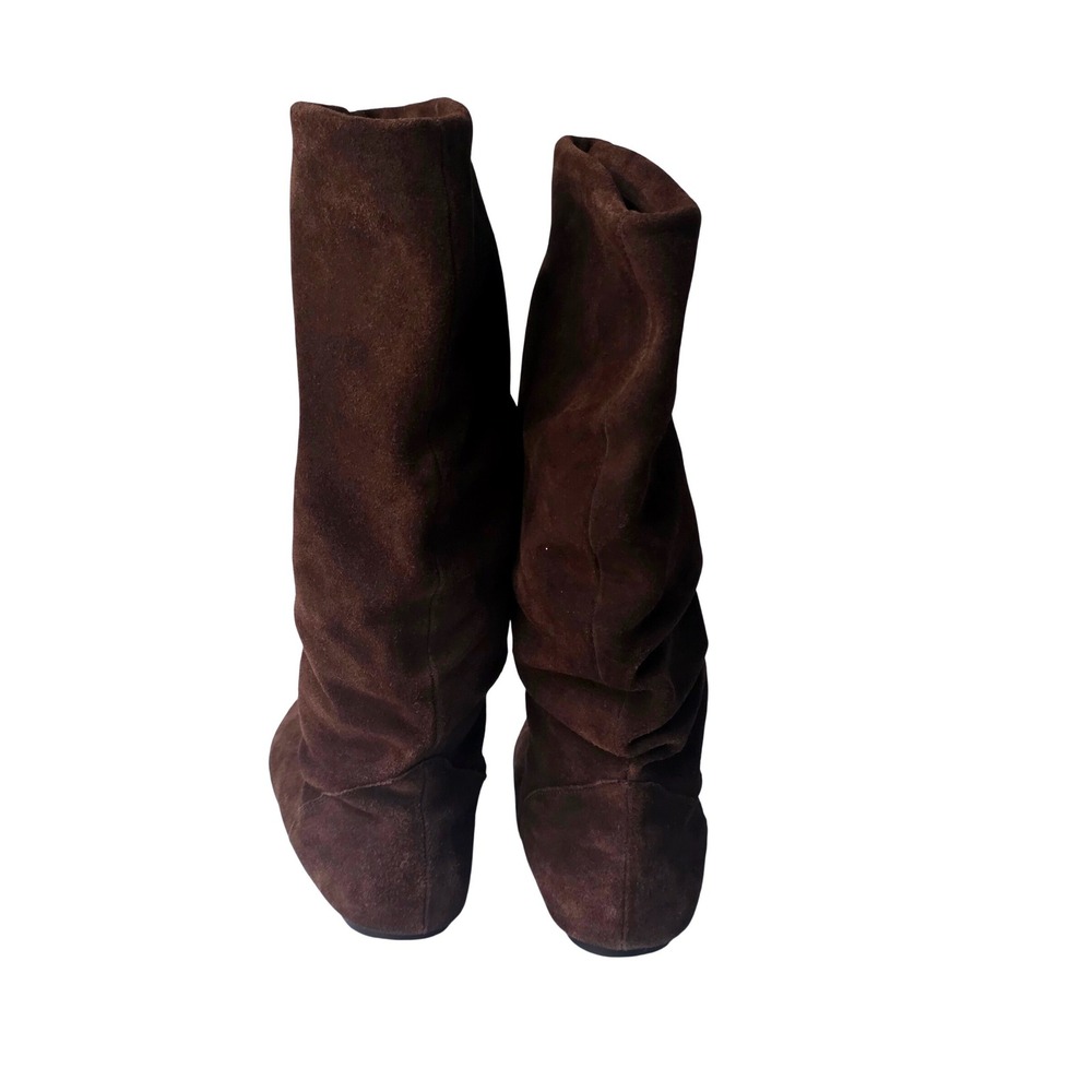 Steve Madden Womens Dark Brown Suede Slouchy Flat Pull On Mid Calf Boots Sz 8.5 - Picture 3 of 6